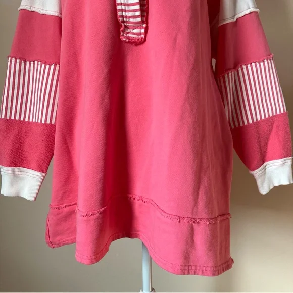 Free People We The Free Clean Prep Pink Long Sleeve Oversized Polo size Small - Picture 5 of 10